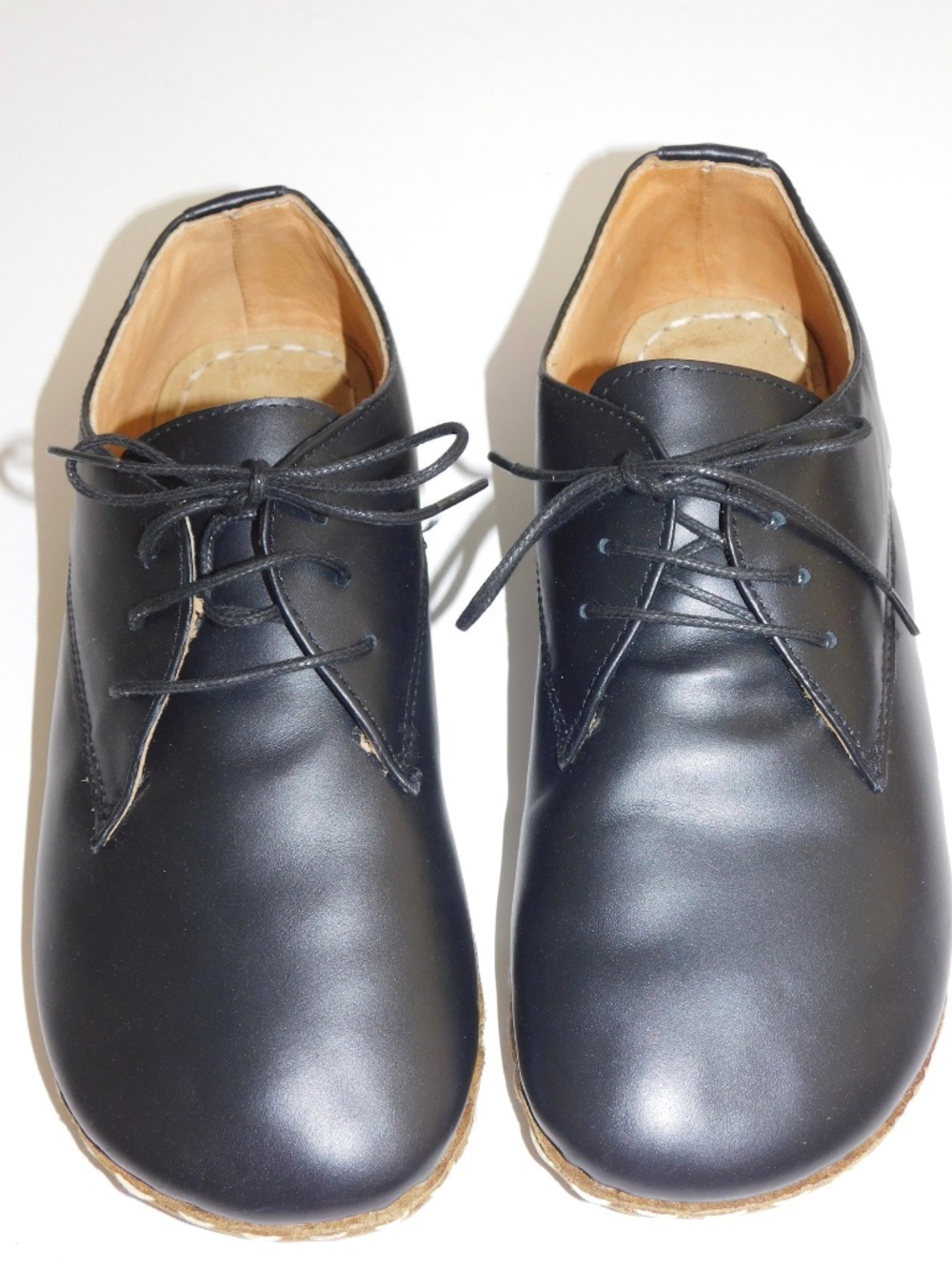 SWISS barefoot earthing grounding black leather lace shoes 38 7 - 7.5